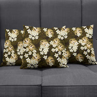 Gold Tropical Hawaii Pillow Cover Seamless Monstera Plumeria Hawaiian Pattern - Polynesian Pride