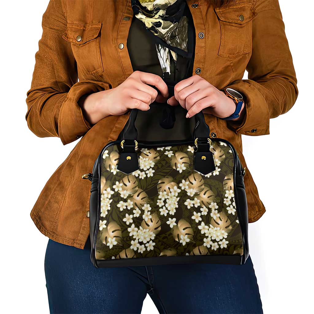 Gold Tropical Hawaii Shoulder Handbag Seamless Monstera Plumeria Hawaiian Pattern - Polynesian Pride
