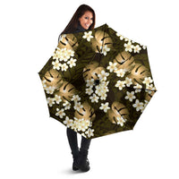 Gold Tropical Hawaii Umbrella Seamless Monstera Plumeria Hawaiian Pattern - Polynesian Pride