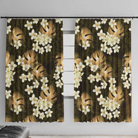 Gold Tropical Hawaii Window Curtain Seamless Monstera Plumeria Hawaiian Pattern - Polynesian Pride