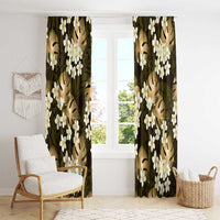 Gold Tropical Hawaii Window Curtain Seamless Monstera Plumeria Hawaiian Pattern - Polynesian Pride