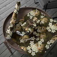 Gold Tropical Hawaii Wrapping Paper Seamless Monstera Plumeria Hawaiian Pattern - Polynesian Pride