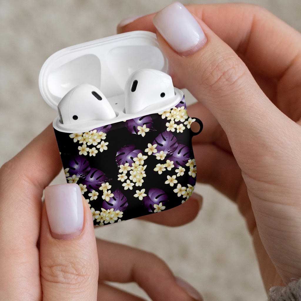 Purple Tropical Hawaii AirPods Case Seamless Monstera Plumeria Hawaiian Pattern - Polynesian Pride