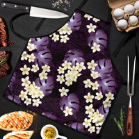 Purple Tropical Hawaii Apron Seamless Monstera Plumeria Hawaiian Pattern - Polynesian Pride