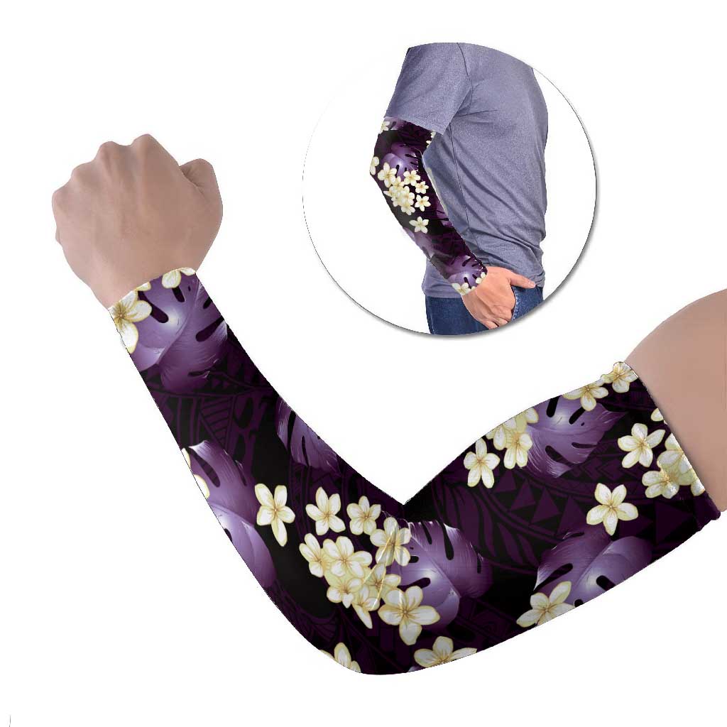 Purple Tropical Hawaii Arm Sleeves Seamless Monstera Plumeria Hawaiian Pattern - Polynesian Pride