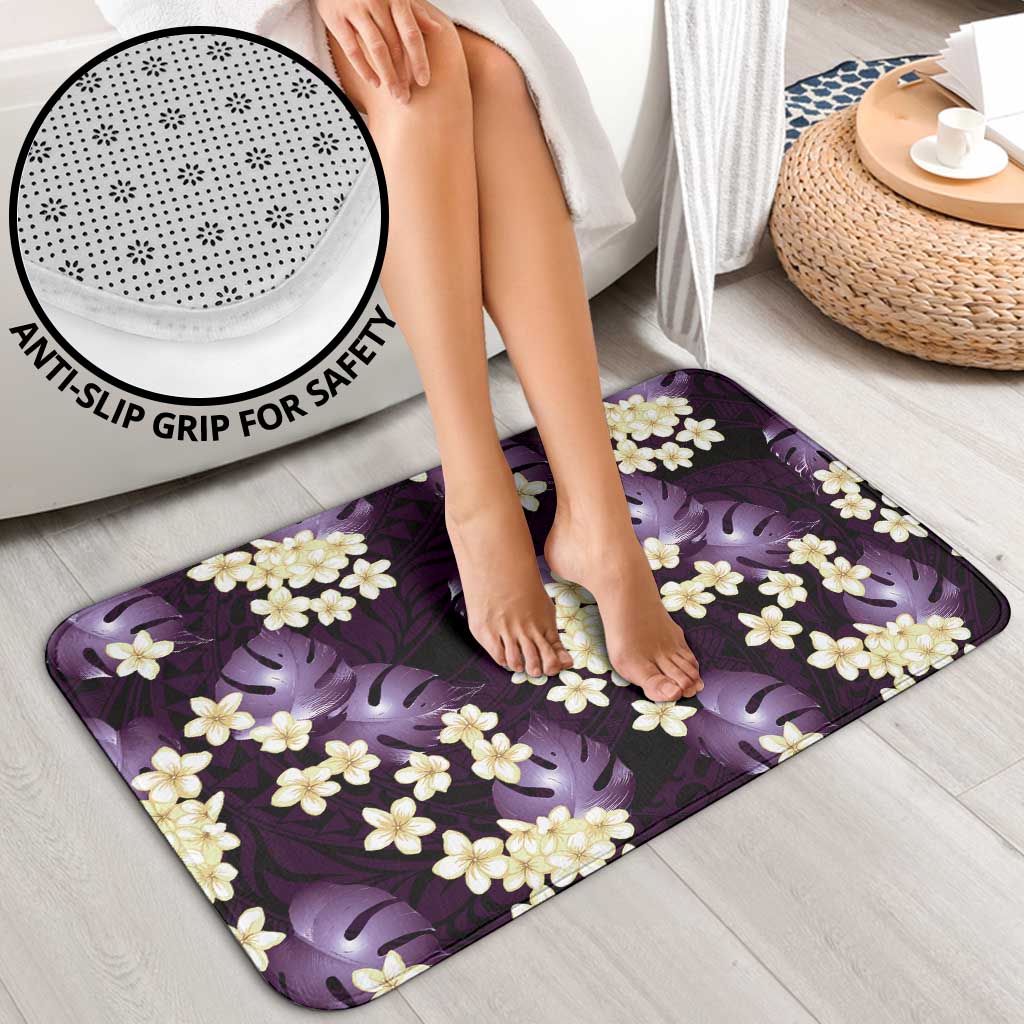 Purple Tropical Hawaii Bathroom Set Seamless Monstera Plumeria Hawaiian Pattern - Polynesian Pride