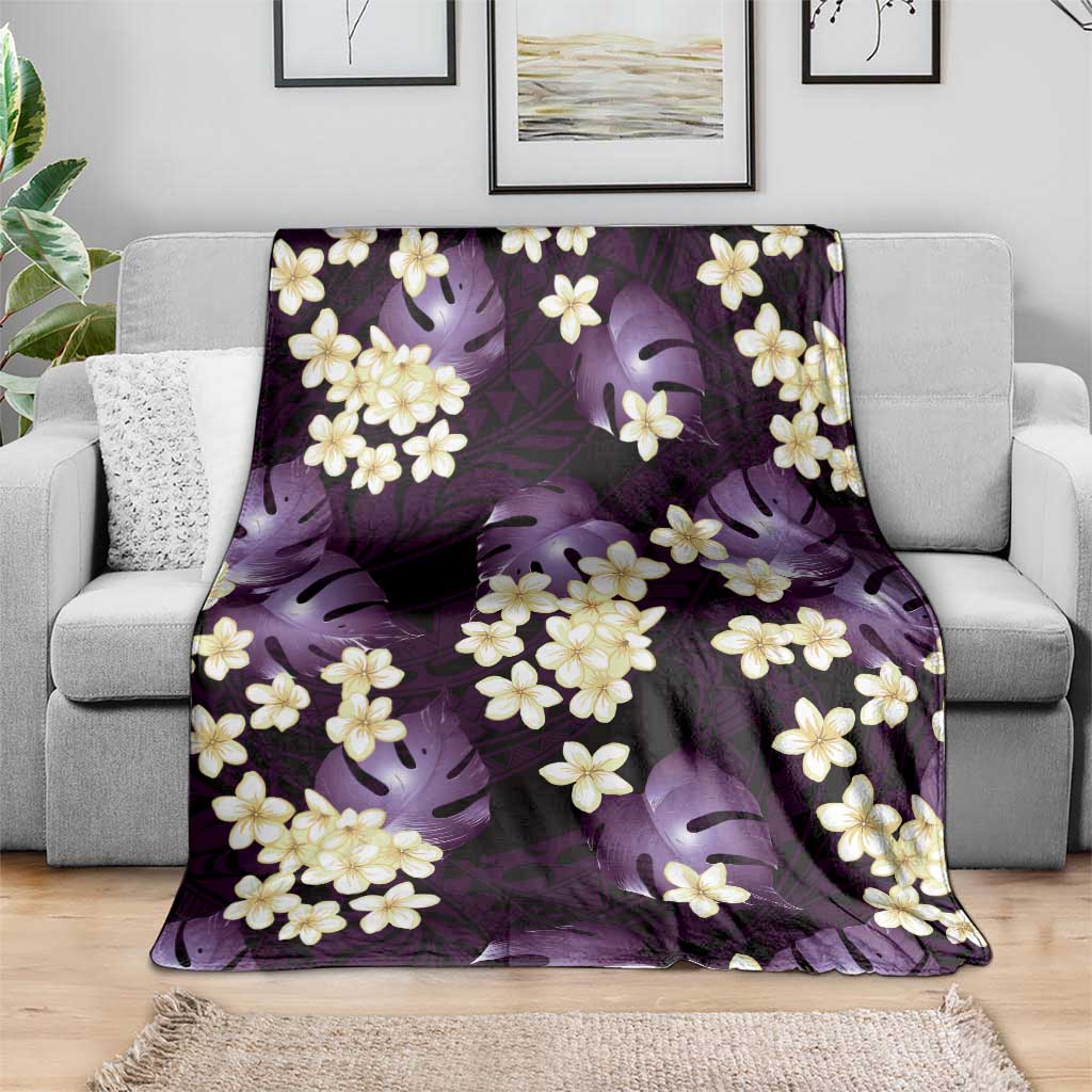 Purple Tropical Hawaii Blanket Seamless Monstera Plumeria Hawaiian Pattern - Polynesian Pride