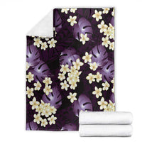 Purple Tropical Hawaii Blanket Seamless Monstera Plumeria Hawaiian Pattern - Polynesian Pride