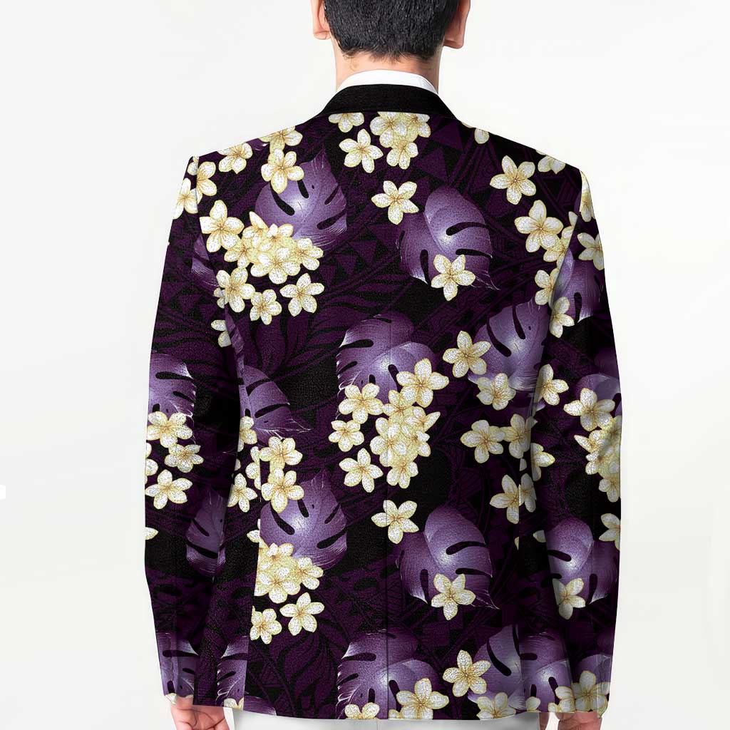 Purple Tropical Hawaii Blazer Seamless Monstera Plumeria Hawaiian Pattern - Polynesian Pride