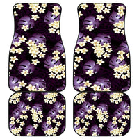 Purple Tropical Hawaii Car Mats Seamless Monstera Plumeria Hawaiian Pattern - Polynesian Pride