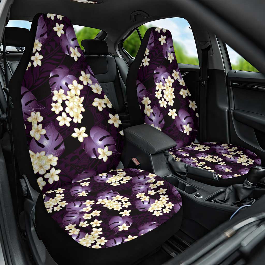 Purple Tropical Hawaii Car Seat Cover Seamless Monstera Plumeria Hawaiian Pattern - Polynesian Pride