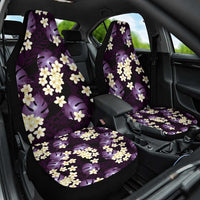 Purple Tropical Hawaii Car Seat Cover Seamless Monstera Plumeria Hawaiian Pattern - Polynesian Pride