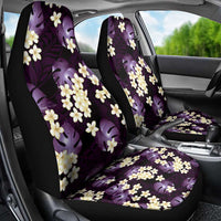 Purple Tropical Hawaii Car Seat Cover Seamless Monstera Plumeria Hawaiian Pattern - Polynesian Pride