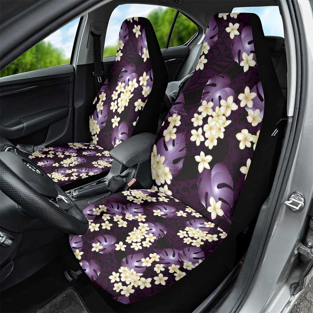 Purple Tropical Hawaii Car Seat Cover Seamless Monstera Plumeria Hawaiian Pattern - Polynesian Pride
