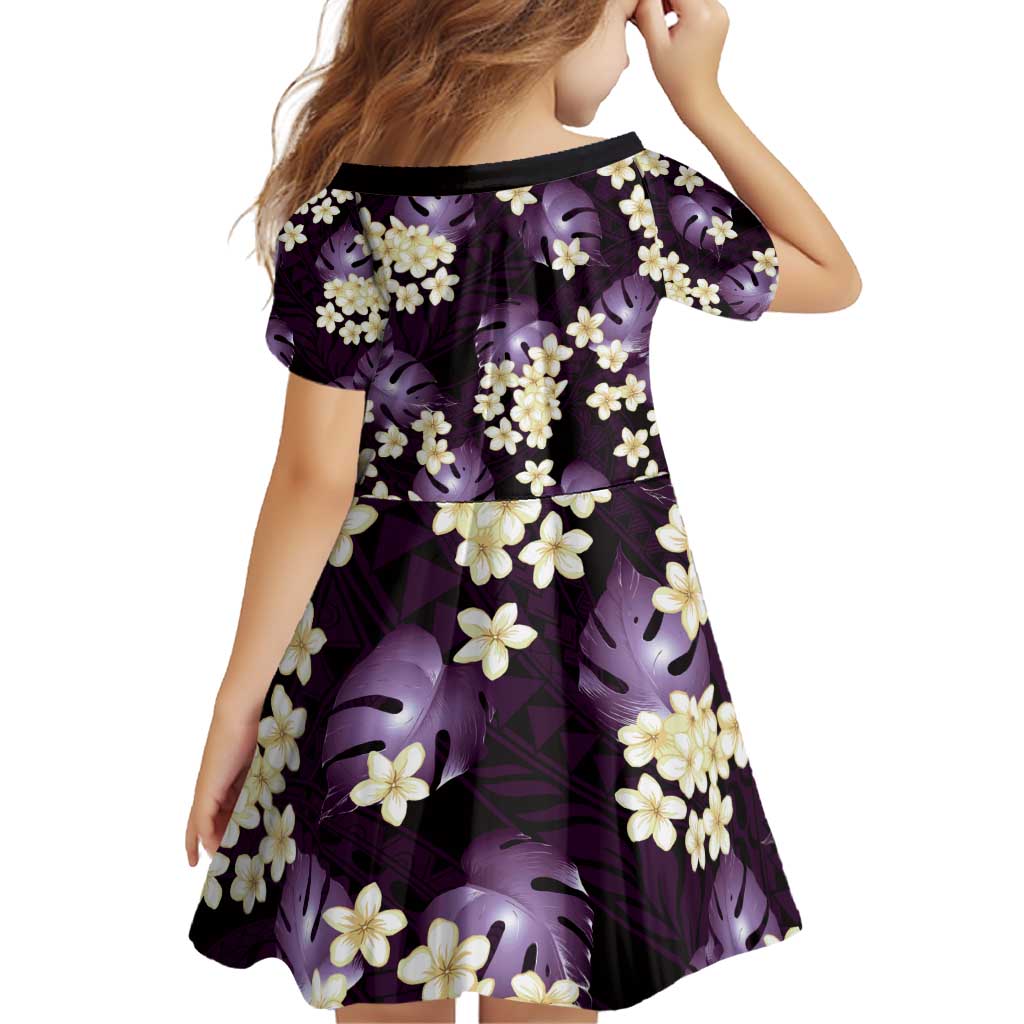 Purple Tropical Hawaii Family Matching Off Shoulder Short Dress and Hawaiian Shirt Seamless Monstera Plumeria Hawaiian Pattern - Polynesian Pride