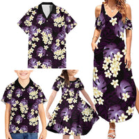 Purple Tropical Hawaii Family Matching Summer Maxi Dress and Hawaiian Shirt Seamless Monstera Plumeria Hawaiian Pattern - Polynesian Pride