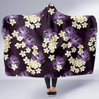 Purple Tropical Hawaii Hooded Blanket Seamless Monstera Plumeria Hawaiian Pattern LT14 One Size Purple - Polynesian Pride