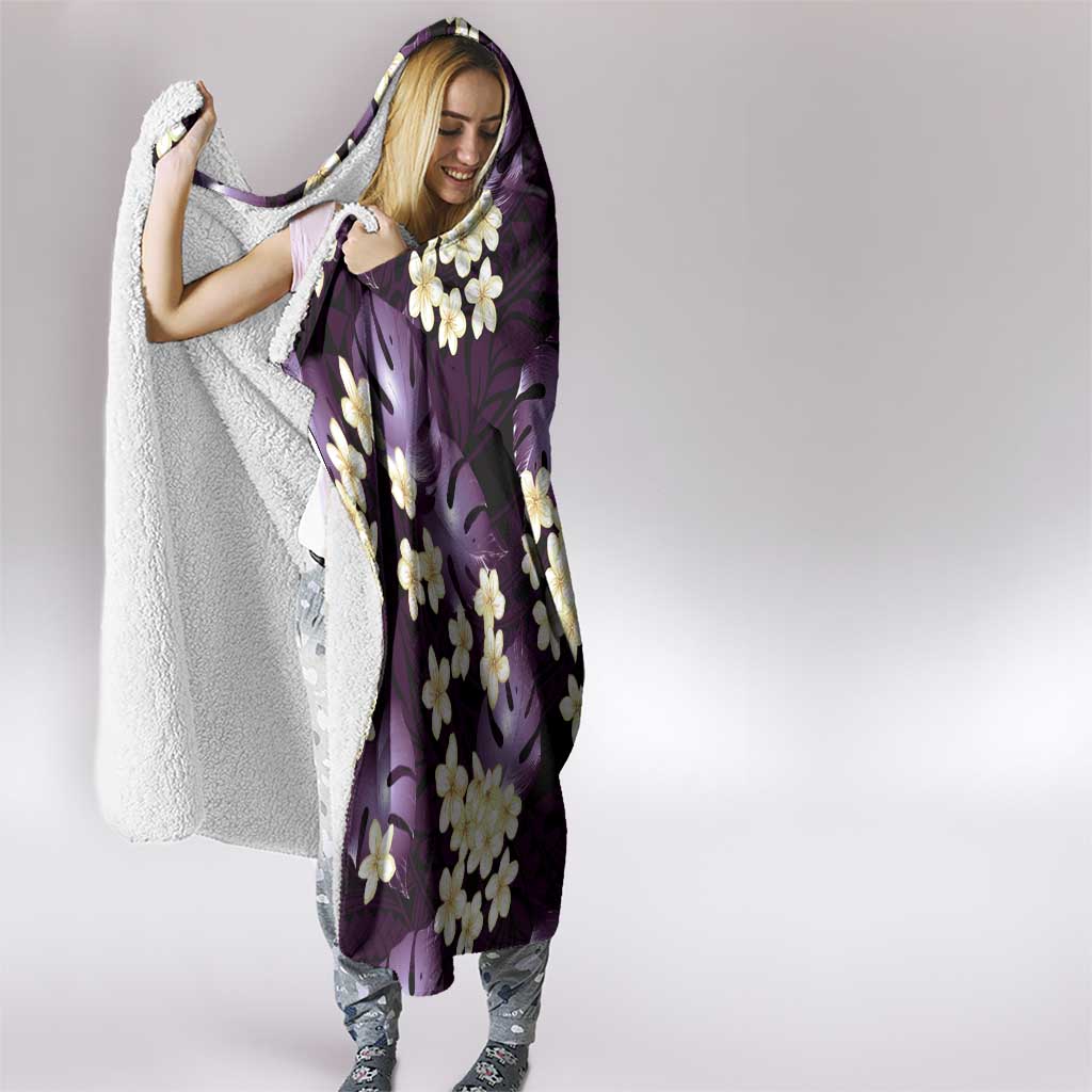 Purple Tropical Hawaii Hooded Blanket Seamless Monstera Plumeria Hawaiian Pattern LT14 - Polynesian Pride