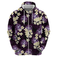 Purple Tropical Hawaii Hoodie Seamless Monstera Plumeria Hawaiian Pattern - Polynesian Pride
