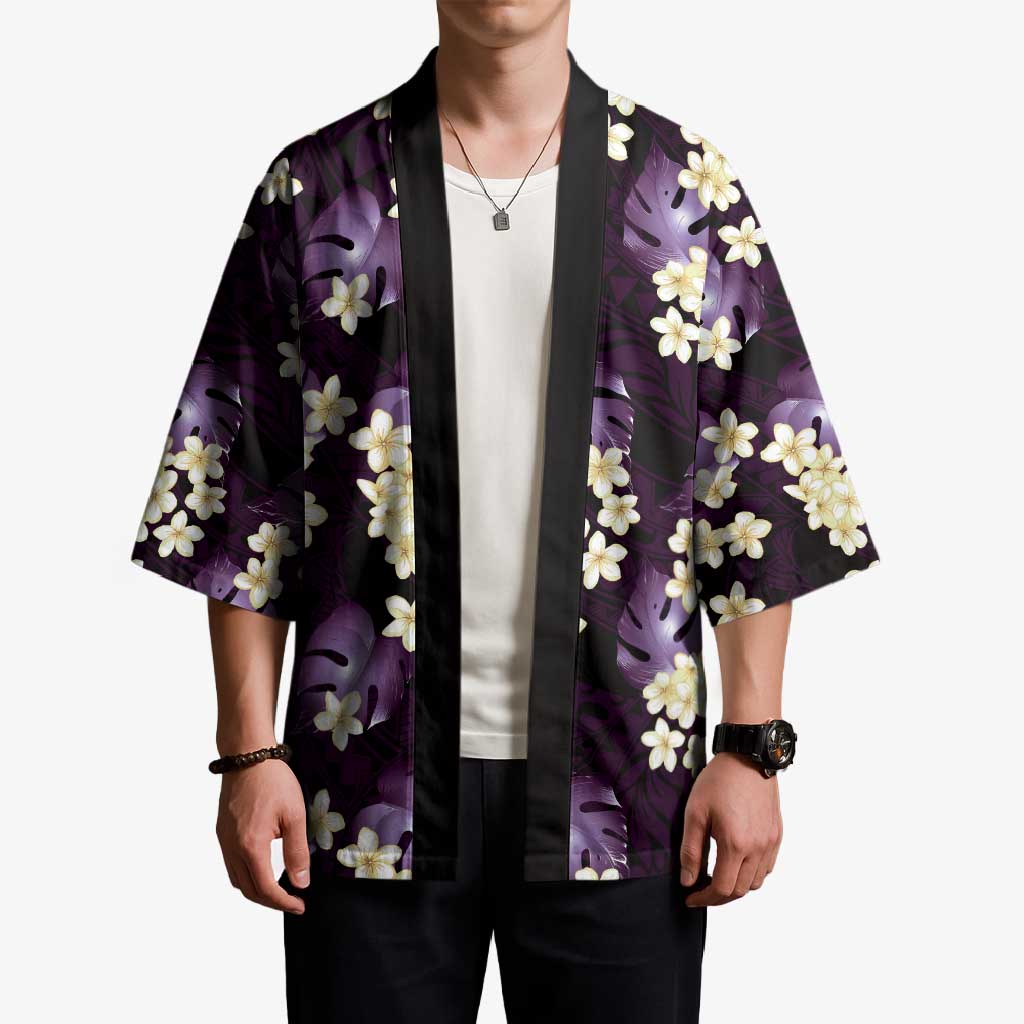 Purple Tropical Hawaii Kimono Seamless Monstera Plumeria Hawaiian Pattern - Polynesian Pride