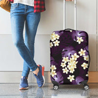 Purple Tropical Hawaii Luggage Cover Seamless Monstera Plumeria Hawaiian Pattern - Polynesian Pride