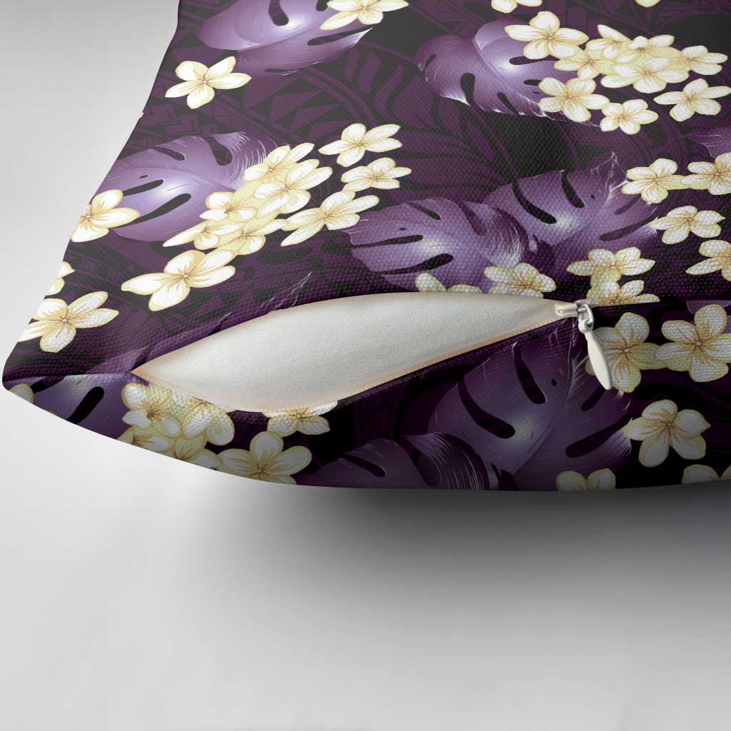 Purple Tropical Hawaii Pillow Cover Seamless Monstera Plumeria Hawaiian Pattern - Polynesian Pride
