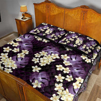 Purple Tropical Hawaii Quilt Bed Set Seamless Monstera Plumeria Hawaiian Pattern - Polynesian Pride