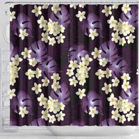 Purple Tropical Hawaii Shower Curtain Seamless Monstera Plumeria Hawaiian Pattern - Polynesian Pride