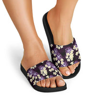 Purple Tropical Hawaii Slide Sandals Seamless Monstera Plumeria Hawaiian Pattern - Polynesian Pride