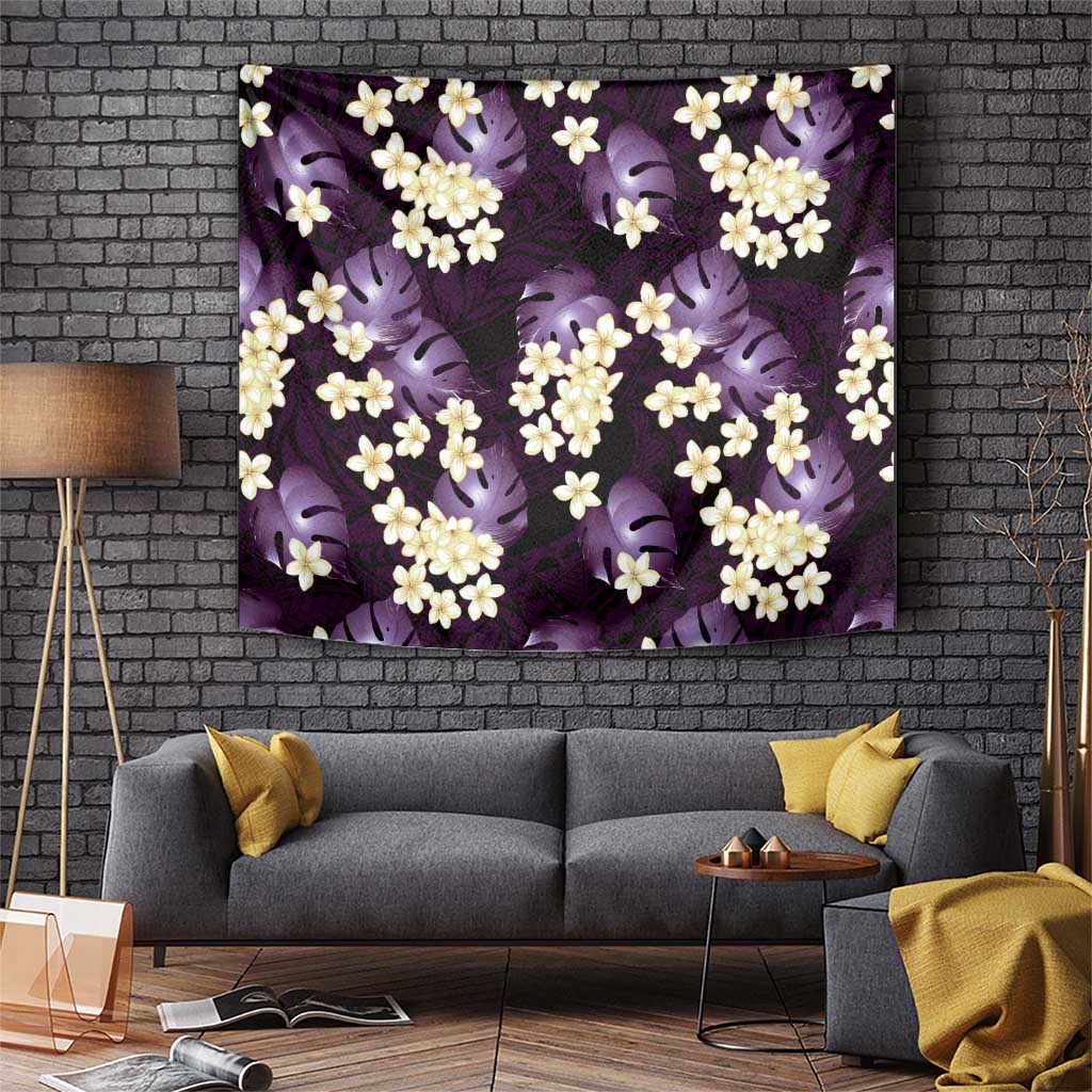 Purple Tropical Hawaii Tapestry Seamless Monstera Plumeria Hawaiian Pattern LT14 Purple - Polynesian Pride