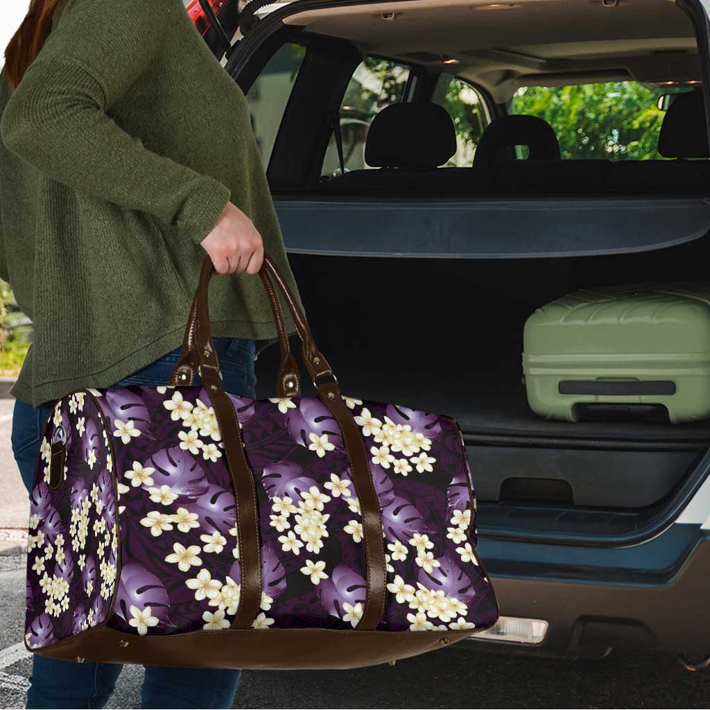 Purple Tropical Hawaii Travel Bag Seamless Monstera Plumeria Hawaiian Pattern - Polynesian Pride