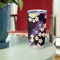 Purple Tropical Hawaii Tumbler Cup Seamless Monstera Plumeria Hawaiian Pattern - Polynesian Pride