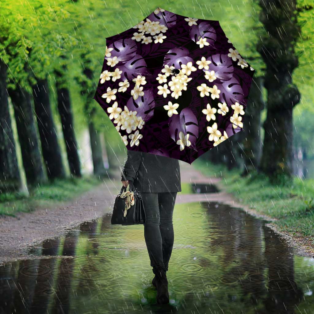 Purple Tropical Hawaii Umbrella Seamless Monstera Plumeria Hawaiian Pattern - Polynesian Pride