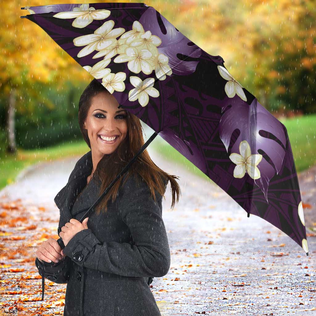 Purple Tropical Hawaii Umbrella Seamless Monstera Plumeria Hawaiian Pattern - Polynesian Pride