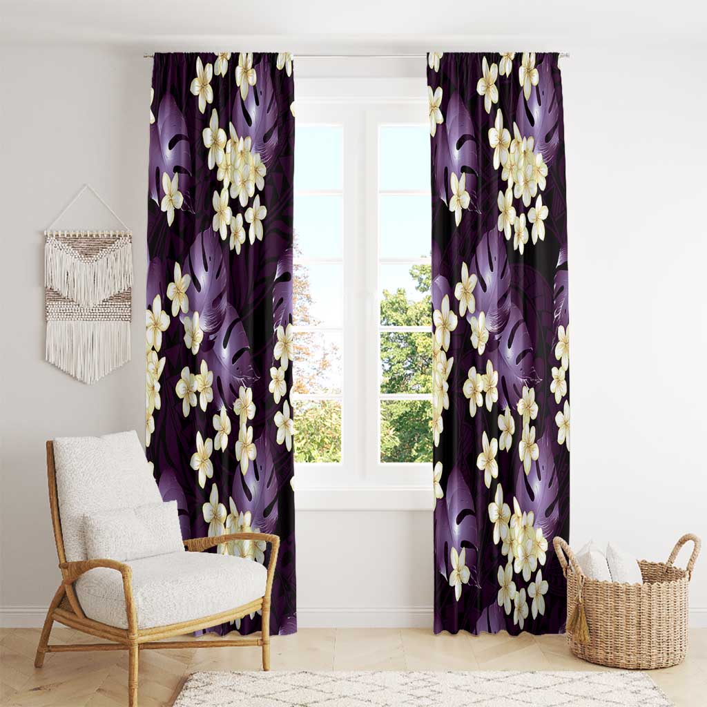 Purple Tropical Hawaii Window Curtain Seamless Monstera Plumeria Hawaiian Pattern - Polynesian Pride
