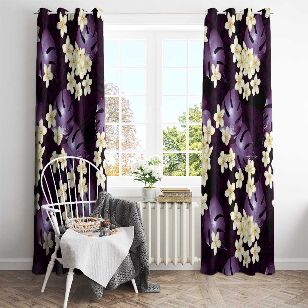 Purple Tropical Hawaii Window Curtain Seamless Monstera Plumeria Hawaiian Pattern - Polynesian Pride