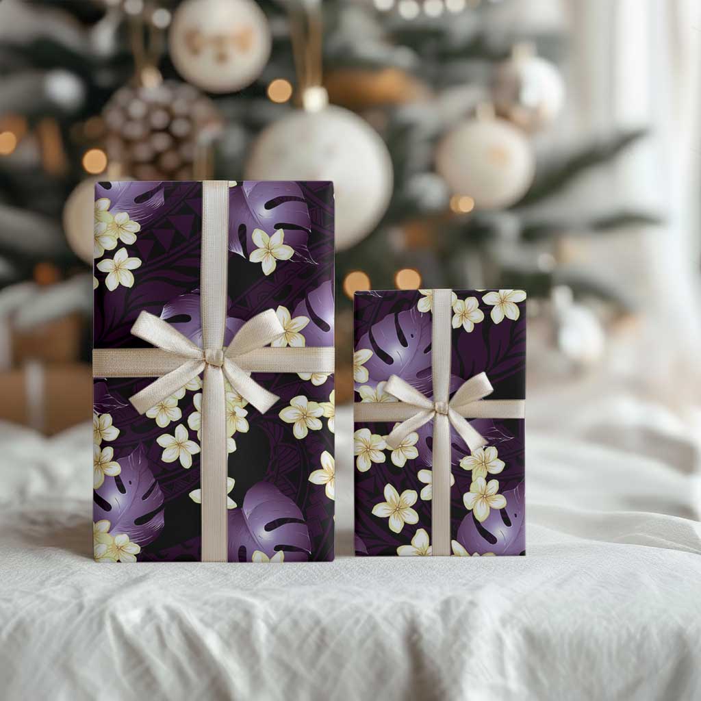Purple Tropical Hawaii Wrapping Paper Seamless Monstera Plumeria Hawaiian Pattern - Polynesian Pride