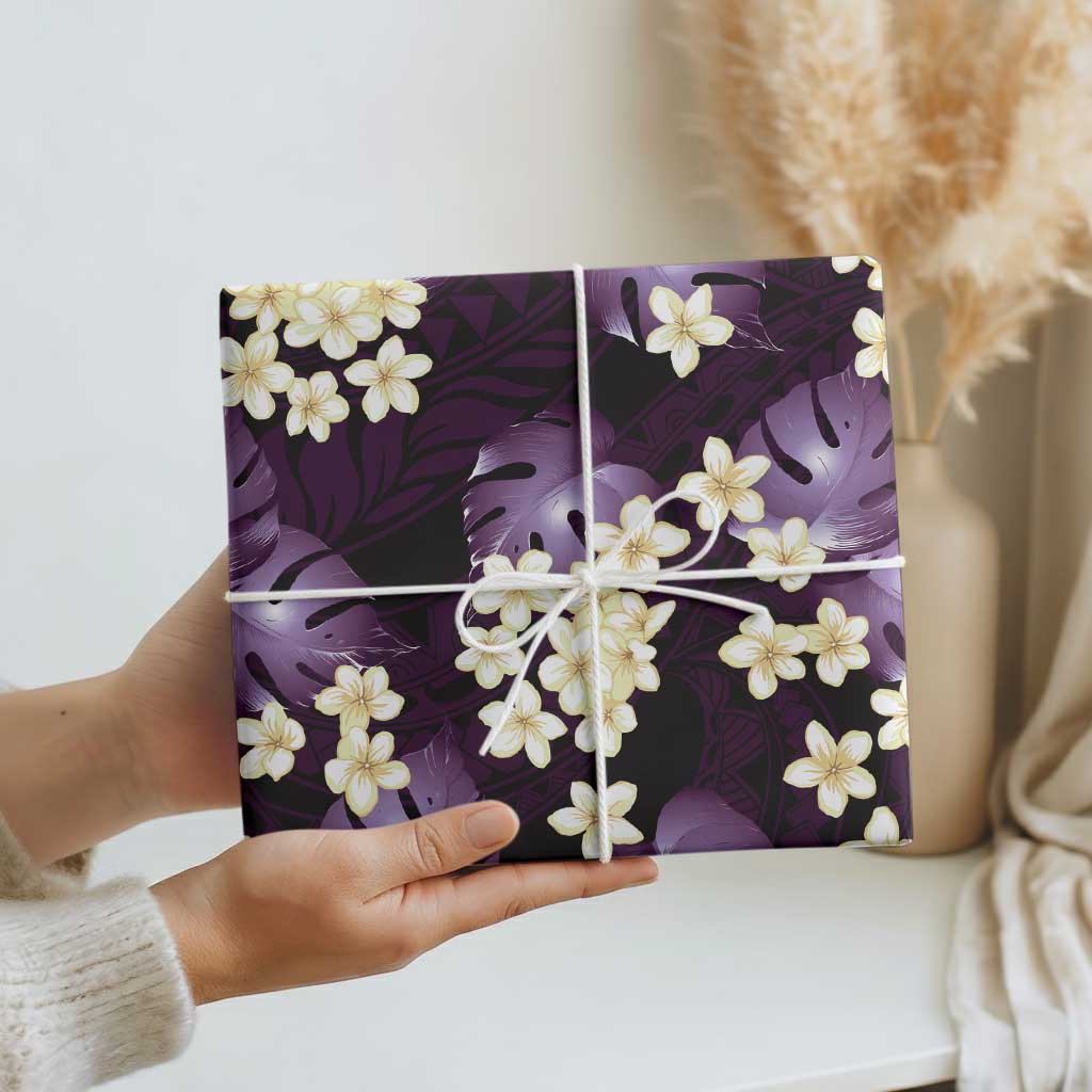 Purple Tropical Hawaii Wrapping Paper Seamless Monstera Plumeria Hawaiian Pattern - Polynesian Pride