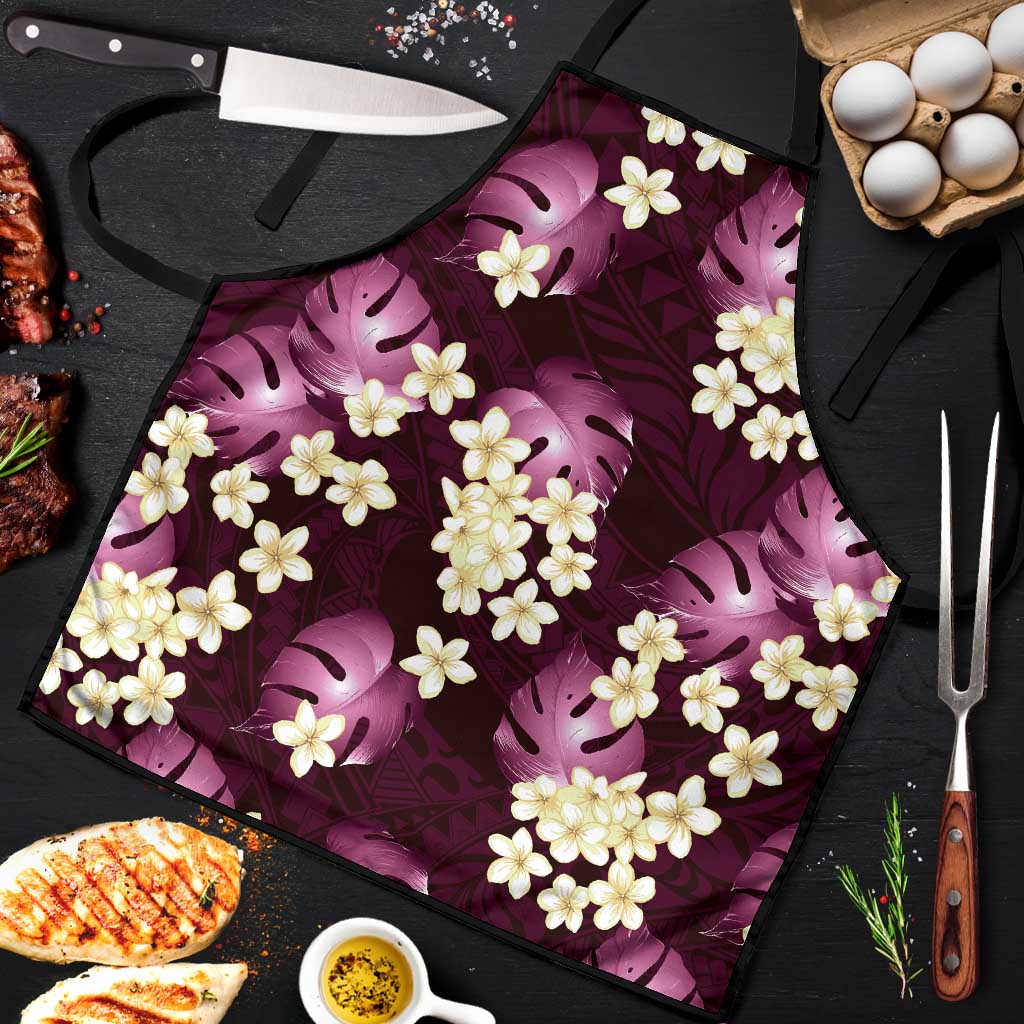 Pink Tropical Hawaii Apron Seamless Monstera Plumeria Hawaiian Pattern - Polynesian Pride