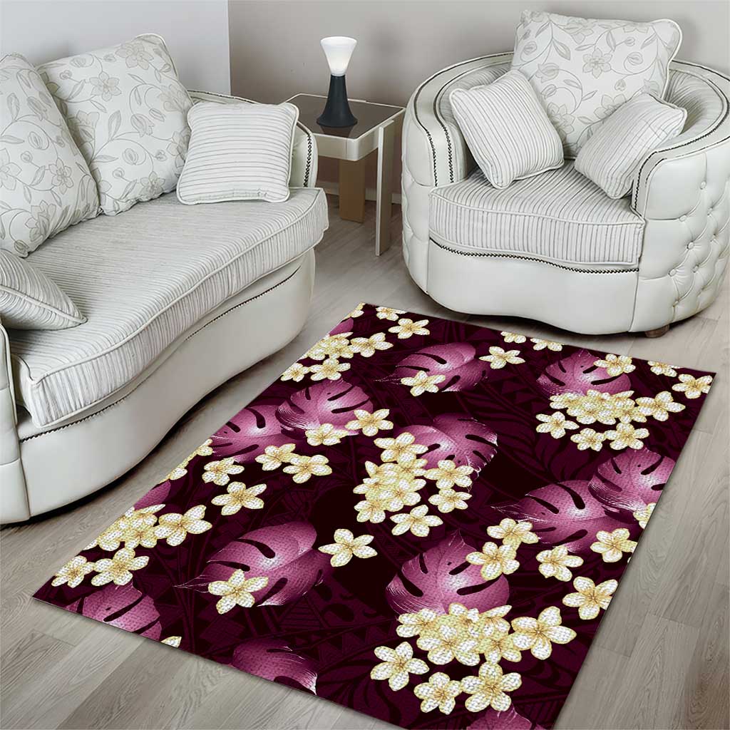 Pink Tropical Hawaii Area Rug Seamless Monstera Plumeria Hawaiian Pattern - Polynesian Pride