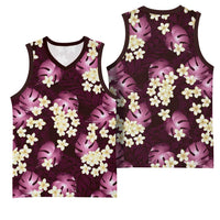 Pink Tropical Hawaii Basketball Jersey Seamless Monstera Plumeria Hawaiian Pattern LT14 - Polynesian Pride