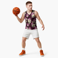 Pink Tropical Hawaii Basketball Jersey Seamless Monstera Plumeria Hawaiian Pattern LT14 - Polynesian Pride