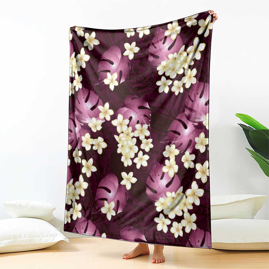 Pink Tropical Hawaii Blanket Seamless Monstera Plumeria Hawaiian Pattern - Polynesian Pride