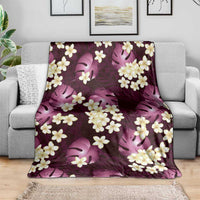 Pink Tropical Hawaii Blanket Seamless Monstera Plumeria Hawaiian Pattern - Polynesian Pride