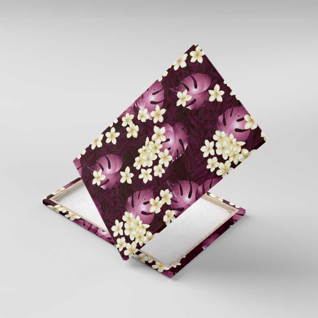 Pink Tropical Hawaii Canvas Wall Art Seamless Monstera Plumeria Hawaiian Pattern - Polynesian Pride