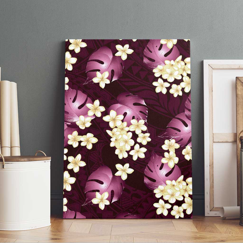 Pink Tropical Hawaii Canvas Wall Art Seamless Monstera Plumeria Hawaiian Pattern - Polynesian Pride