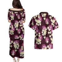 Pink Tropical Hawaii Couples Matching Puletasi and Hawaiian Shirt Seamless Monstera Plumeria Hawaiian Pattern - Polynesian Pride