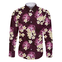 Pink Tropical Hawaii Family Matching Off Shoulder Maxi Dress and Hawaiian Shirt Seamless Monstera Plumeria Hawaiian Pattern - Polynesian Pride