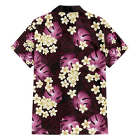 Pink Tropical Hawaii Family Matching Short Sleeve Bodycon Dress and Hawaiian Shirt Seamless Monstera Plumeria Hawaiian Pattern - Polynesian Pride