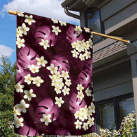 Pink Tropical Hawaii Garden Flag Seamless Monstera Plumeria Hawaiian Pattern - Polynesian Pride